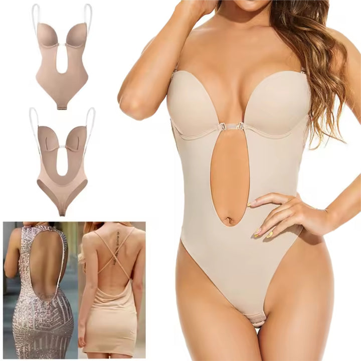 Elegance Contour Bodysuit – Deep V-Neck Shapewear