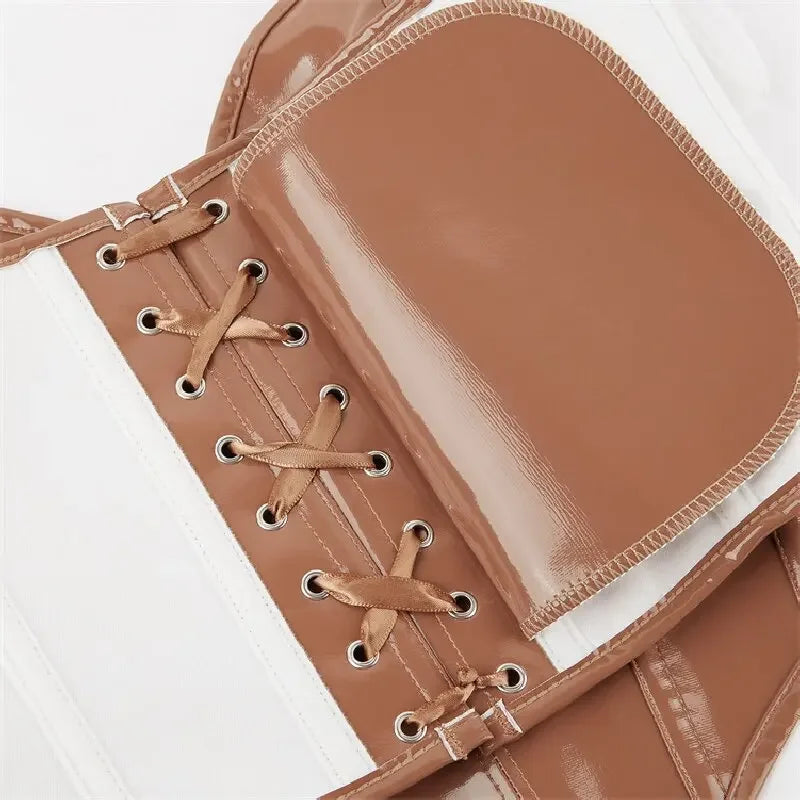 Corset sans bretelles en similicuir – à lacets