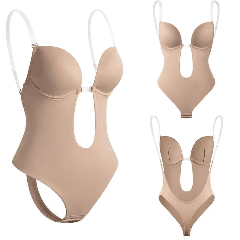 Elegance Contour Bodysuit – Deep V-Neck Shapewear