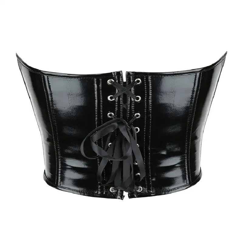 Corset sans bretelles en similicuir – à lacets