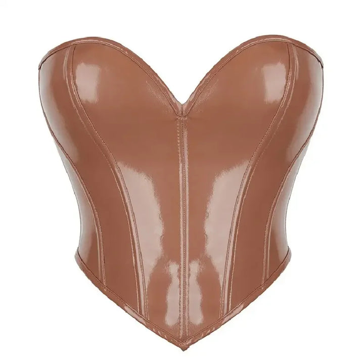 Corset sans bretelles en similicuir – à lacets